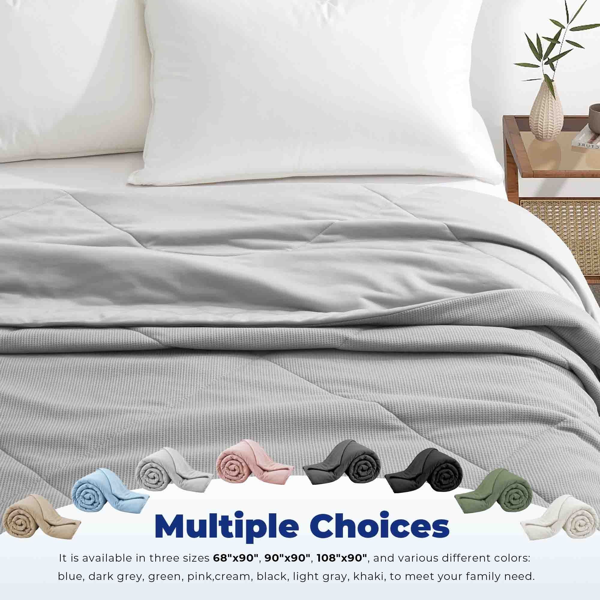 Q-max 0.39 Instant Cooling Oversized Bed Blanket, Summer Cooling Waffle Comforter Reversible, Both Warm and Cooling for All Season Use