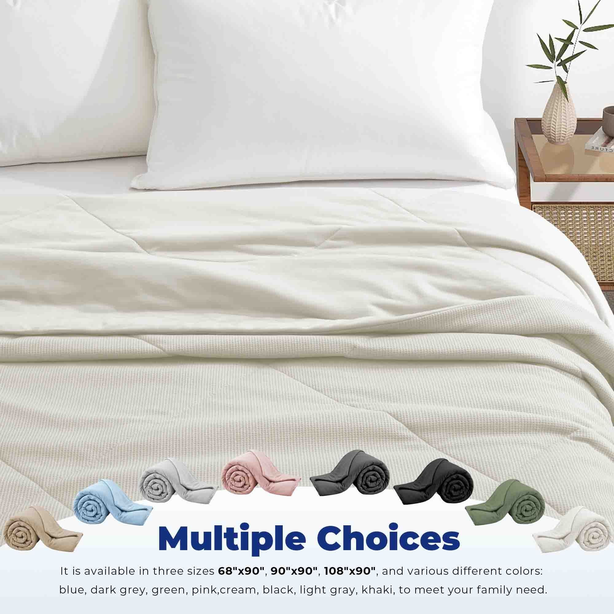 Q-max 0.39 Instant Cooling Oversized Bed Blanket, Summer Cooling Waffle Comforter Reversible, Both Warm and Cooling for All Season Use