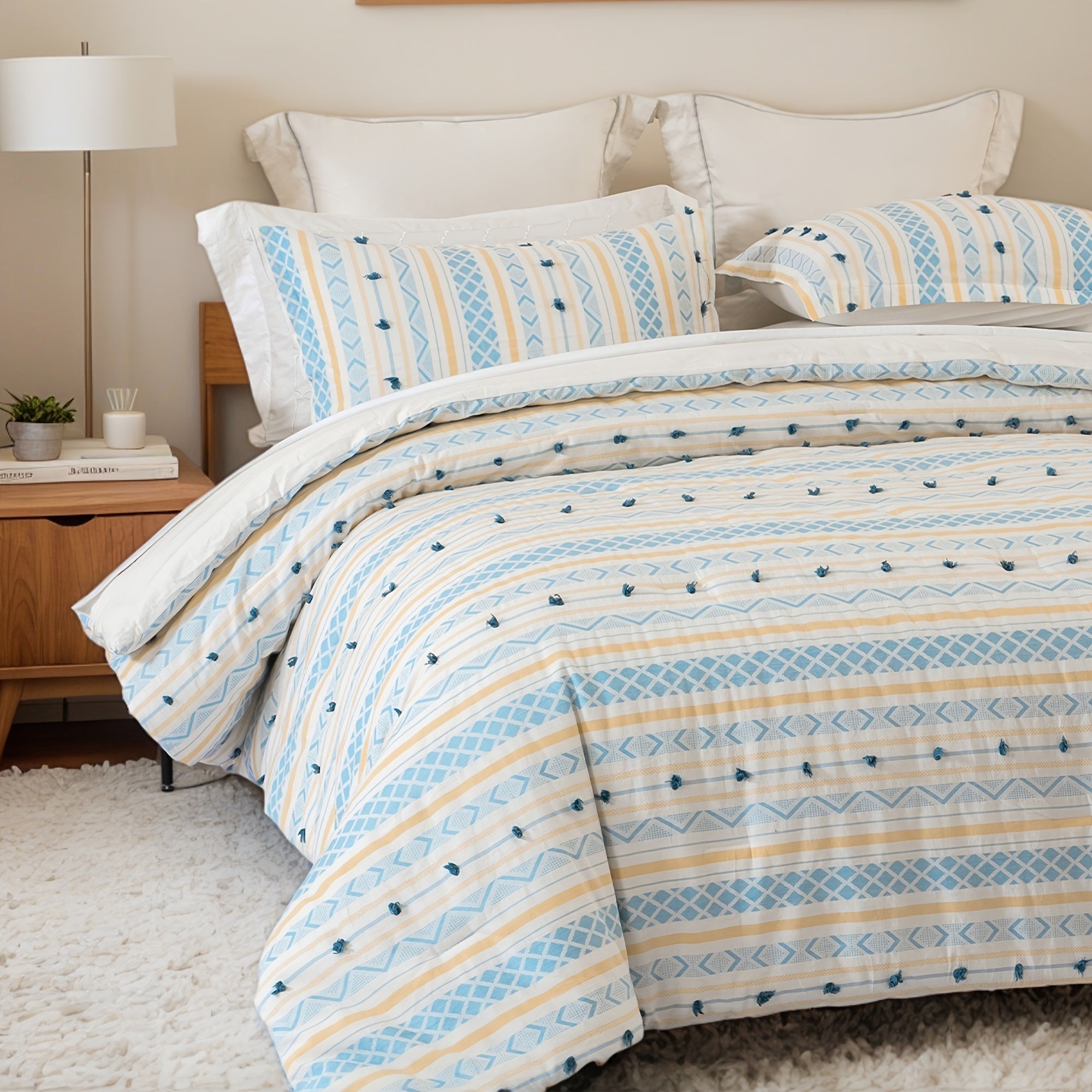 SLEEPBELLA Muslin 100% Comforter Set, Cooling Blanket For Hot Sleepers, Ultra Soft Skin-Friendly Gauze Bedding, Lightweight All Season Quilt, Boho Style