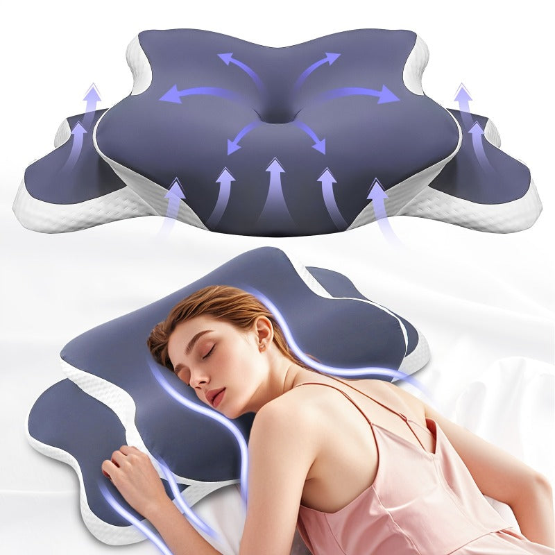 Purple Butterfly Ergonomic Pillow - Made of Breathable Mesh Fabric, Suitable for Side Sleepers, Back Sleepers, And Stomach Sleepers, Provides Neck Support, an Ideal Gift for Middle-Aged Individuals