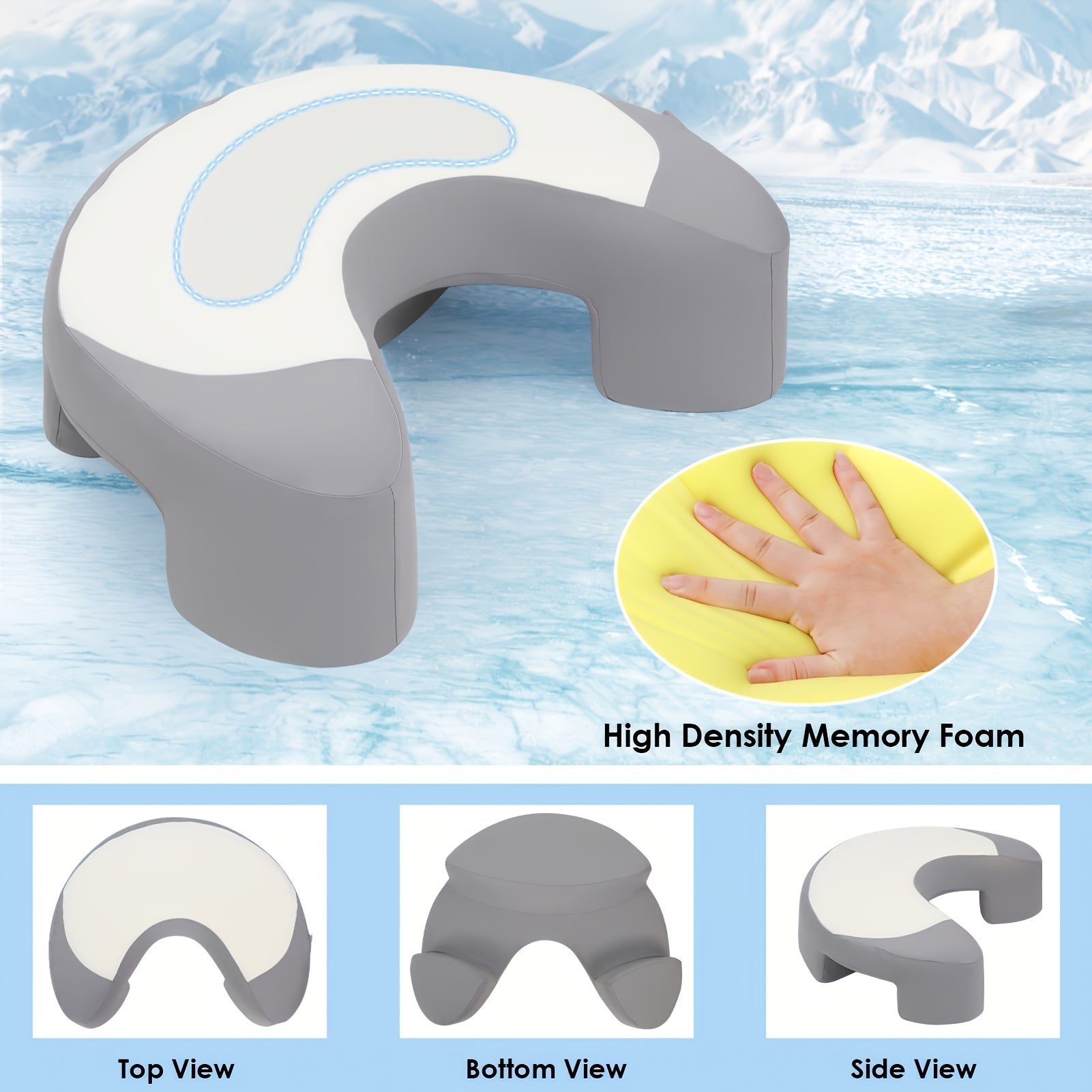 C-Shaped Ergonomic Neck Pillow with Cooling Gel, Multi-Angle Cervical & Spine Support, Relieves Neck And Shoulder Fatigue, for Side Back And Stomach Sleepers, Removable Cool Pillowcase