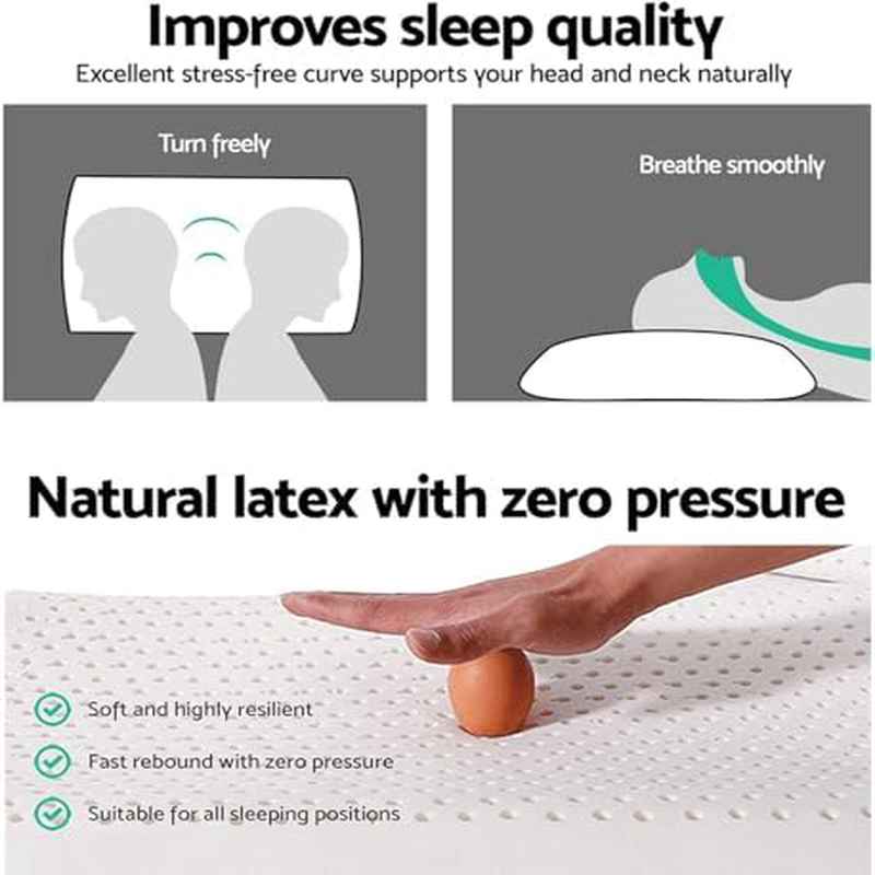 Miebeiea Natural Talalay Latex Pillow for Back Relief & Relief - Bed Pillow with Removable Cover,, for side\u002FBack\u002FStomach Sleepers, Latex-Filled Neck\u002FSpine (Compatible with all Bed Types)