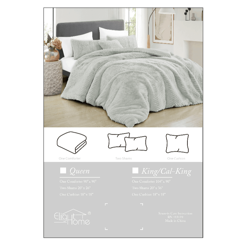 4-Piece Premium Faux Fur Comforter Set –Ultra Soft, Thick & Elegant Bedding Ensemble | Cloud-Like Cozy Filling| Elegant Drape & Bedroom Focal Point. Queen \u002F King Size | High-Quality Cozy Home Decor