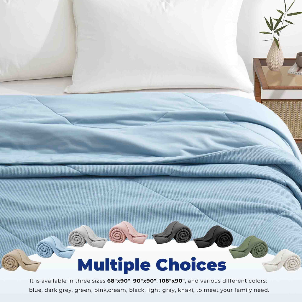 Q-max 0.39 Instant Cooling Oversized Bed Blanket, Summer Cooling Waffle Comforter Reversible, Both Warm and Cooling for All Season Use