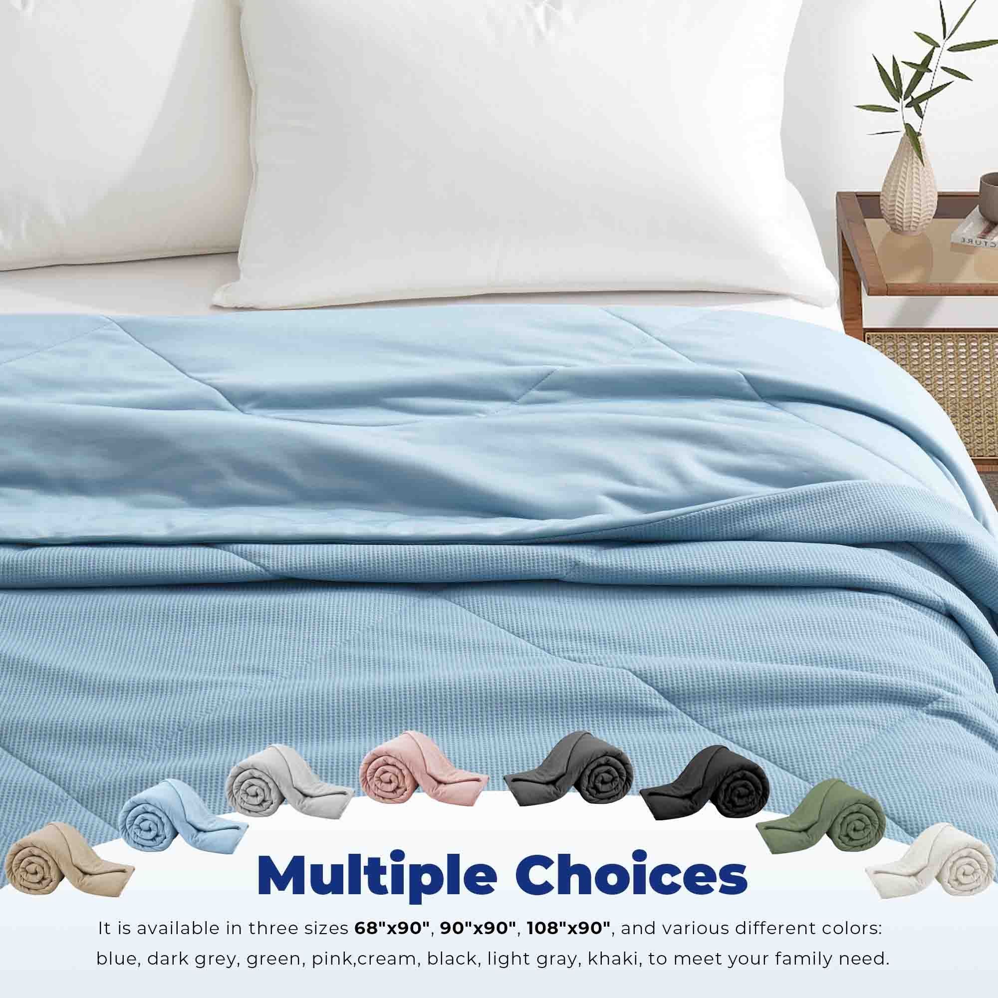 Q-max 0.39 Instant Cooling Oversized Bed Blanket, Summer Cooling Waffle Comforter Reversible, Both Warm and Cooling for All Season Use