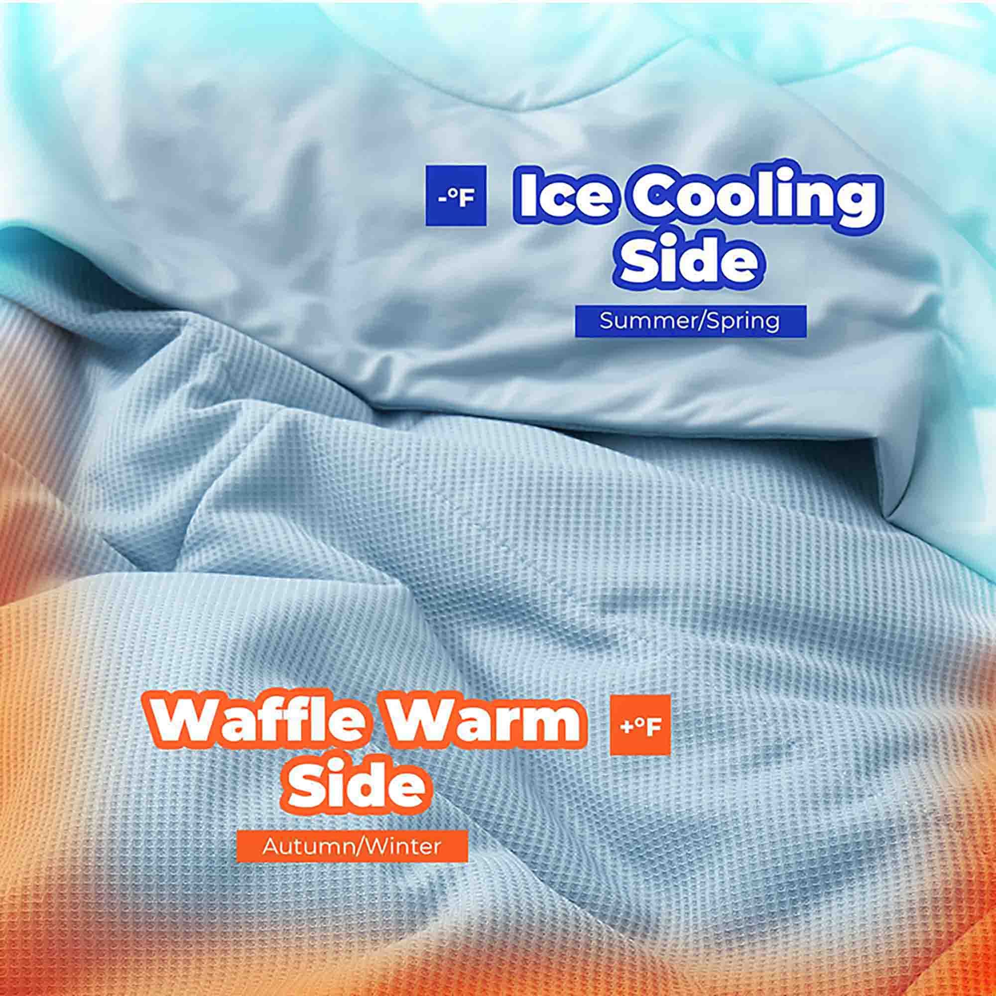 Q-max 0.39 Instant Cooling Oversized Bed Blanket, Summer Cooling Waffle Comforter Reversible, Both Warm and Cooling for All Season Use