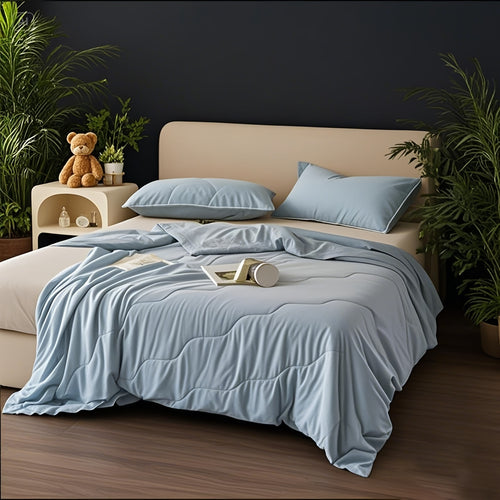 1pc 90x102inch Lightweight Summer Blanket, Cool Blue Color, Soft And Breathable, Suitable for Bedroom, Air-conditioned Rooms In Summer, Living Room, And Sofa Use, An Essential Bedding Item, Halloween, Thanksgiving, And Christmas Decorations