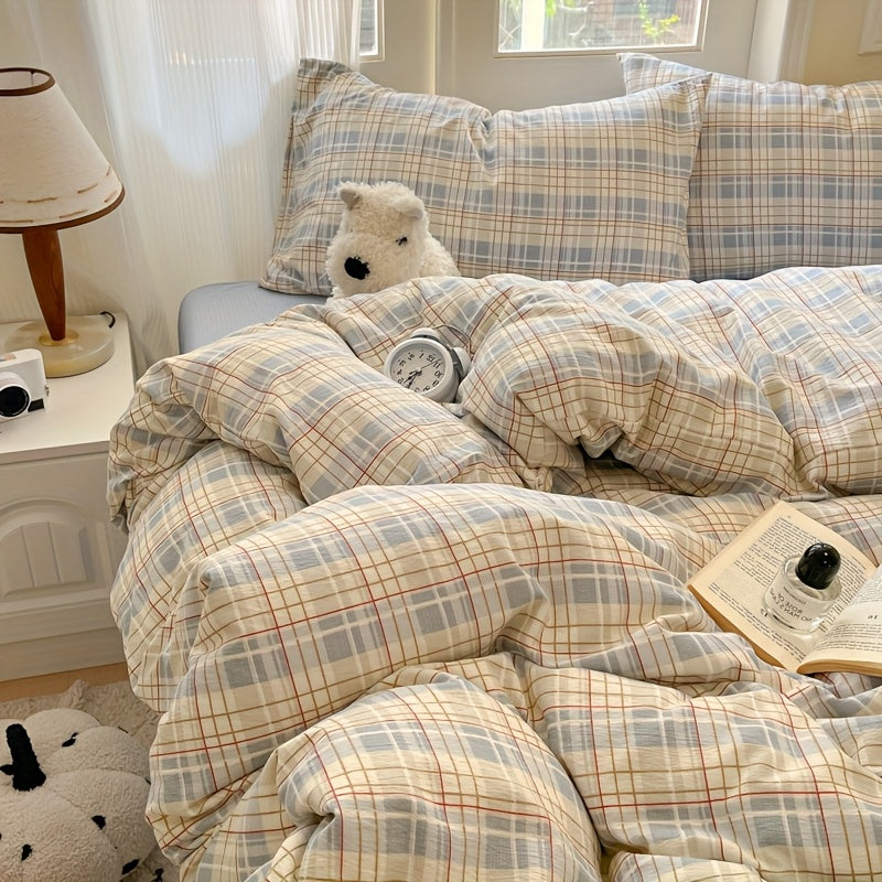 4pcs Quilt Set (1*quilt Cover + 1*bed Sheet + 2*pillowcases, Excluding Quilt Core) Printed Bedding, Soft and Comfortable Four-season Quilt Cover, Suitable for Bedroom and Guest Room
