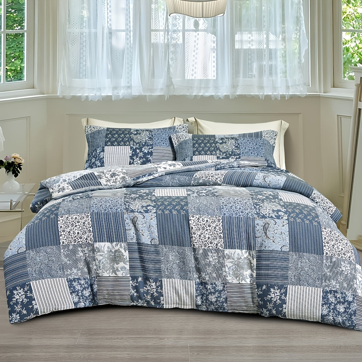 SLEEPBELLA Muslin 100% Comforter Set, Cooling Blanket For Hot Sleepers, Ultra Soft Skin-Friendly Gauze Bedding, Lightweight All Season Quilt, Boho Style