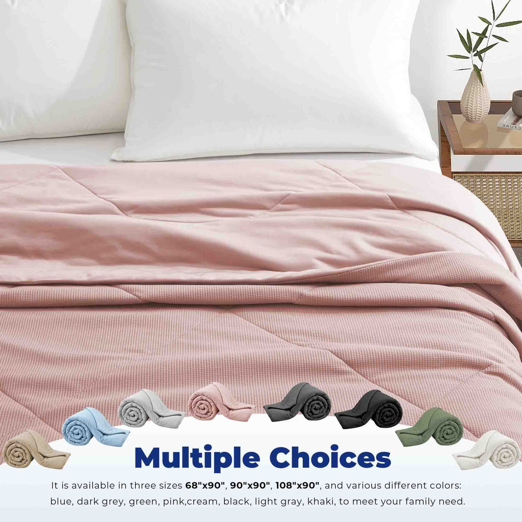 Q-max 0.39 Instant Cooling Oversized Bed Blanket, Summer Cooling Waffle Comforter Reversible, Both Warm and Cooling for All Season Use