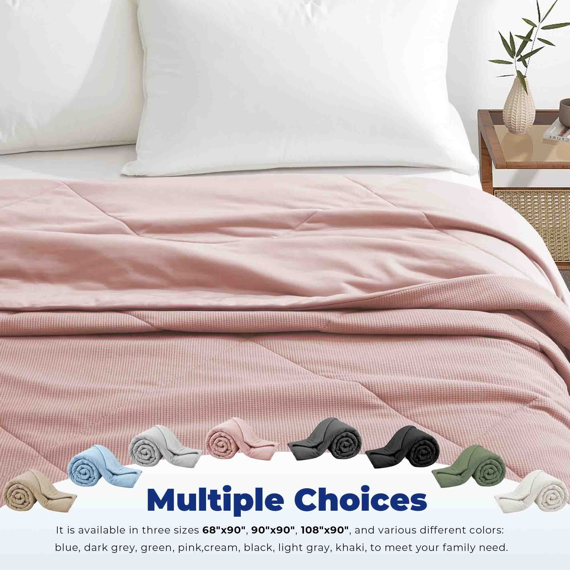 Q-max 0.39 Instant Cooling Oversized Bed Blanket, Summer Cooling Waffle Comforter Reversible, Both Warm and Cooling for All Season Use
