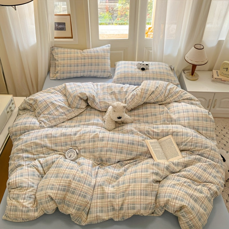 4pcs Quilt Set (1*quilt Cover + 1*bed Sheet + 2*pillowcases, Excluding Quilt Core) Printed Bedding, Soft and Comfortable Four-season Quilt Cover, Suitable for Bedroom and Guest Room