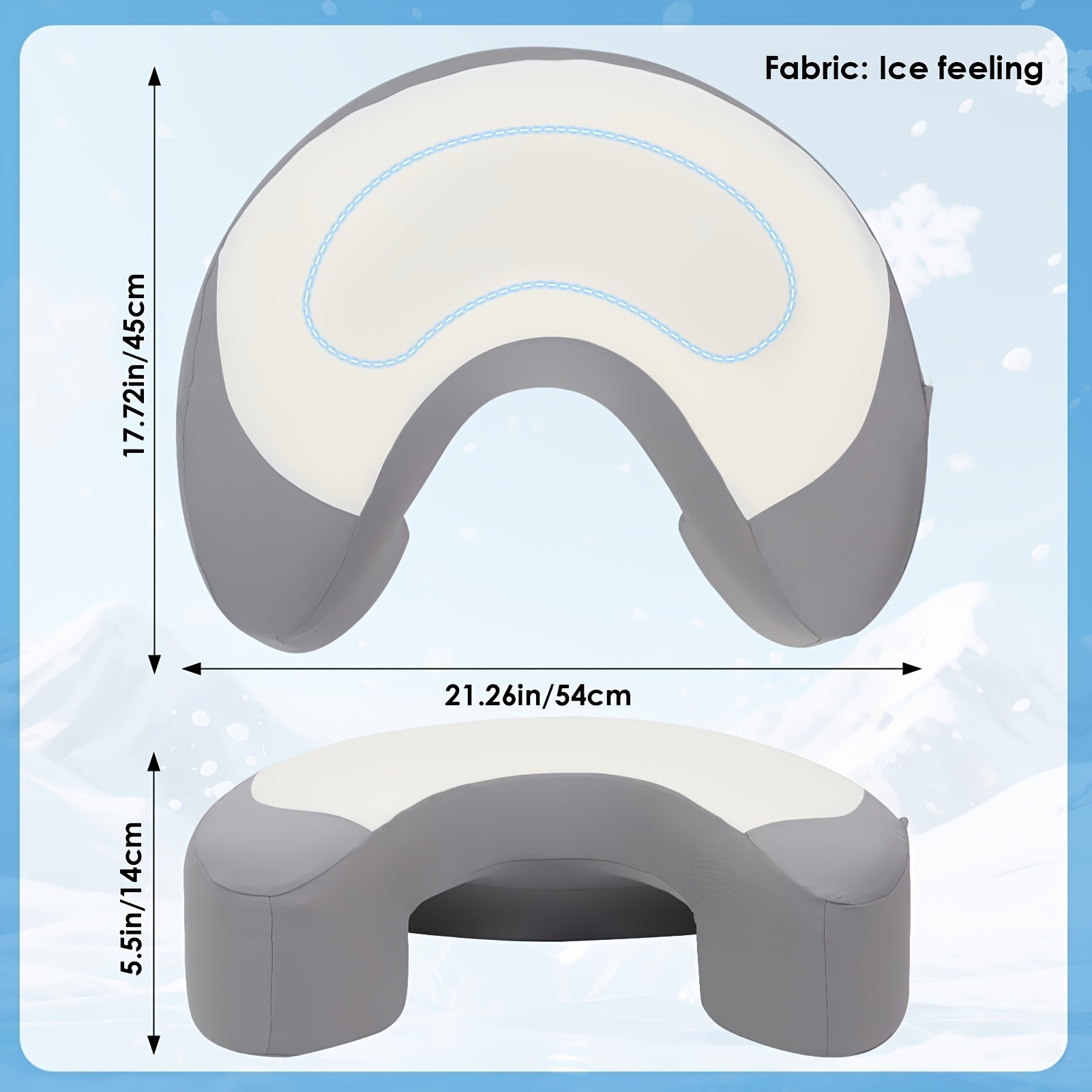 C-Shaped Ergonomic Neck Pillow with Cooling Gel, Multi-Angle Cervical & Spine Support, Relieves Neck And Shoulder Fatigue, for Side Back And Stomach Sleepers, Removable Cool Pillowcase