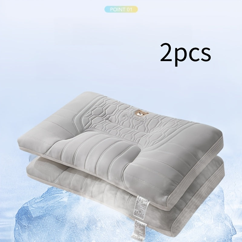 2pcsCooling Pillow Core for Air Conditioned Rooms. Suitable for Summer, Providing Breathable And Scientifically Divided Support for Deep Sleep. Suitable for Adults. Ideal for Giving to Family Members Or Friends to Ensure A Good Night's Sleep