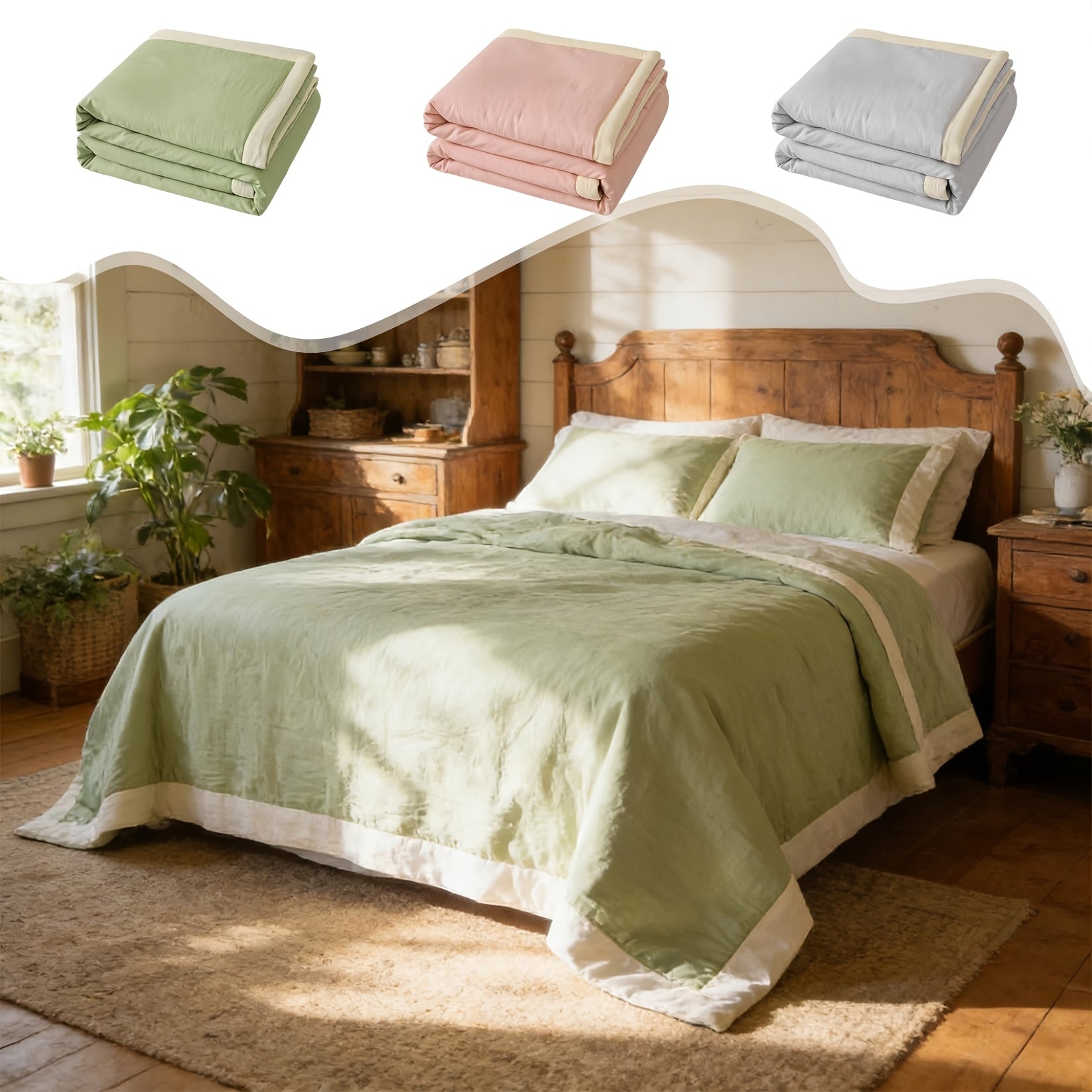 Cooling Comforter for Hot Sleepers And Night Sweats, Lightweight Breathable Summer Comforter Reversible Soft Cooling Blanket