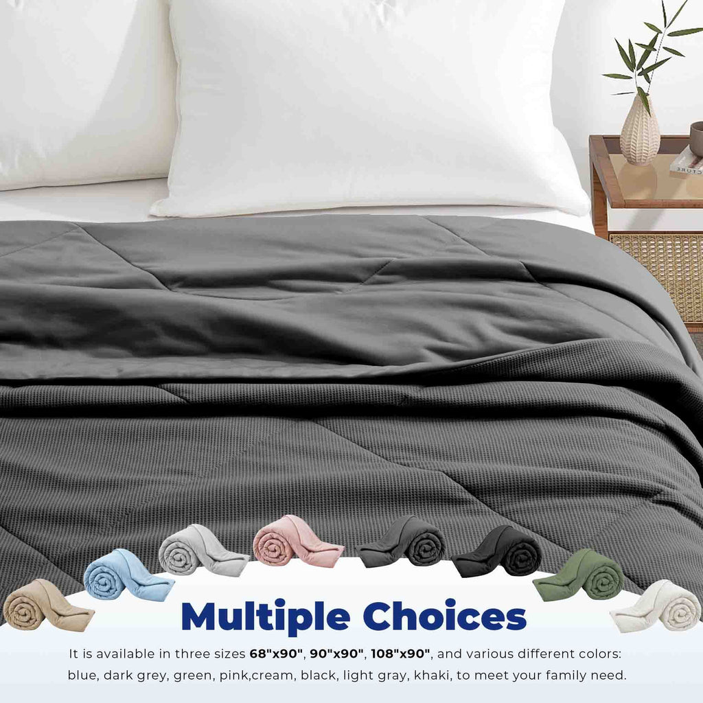 Q-max 0.39 Instant Cooling Oversized Bed Blanket, Summer Cooling Waffle Comforter Reversible, Both Warm and Cooling for All Season Use