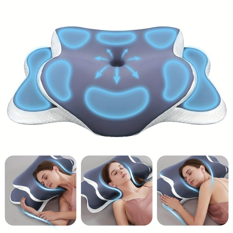 Purple Butterfly Ergonomic Pillow - Made of Breathable Mesh Fabric, Suitable for Side Sleepers, Back Sleepers, And Stomach Sleepers, Provides Neck Support, an Ideal Gift for Middle-Aged Individuals