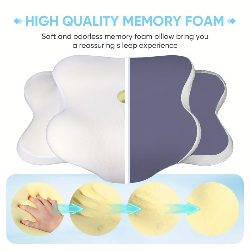 Purple Butterfly Ergonomic Pillow - Made of Breathable Mesh Fabric, Suitable for Side Sleepers, Back Sleepers, And Stomach Sleepers, Provides Neck Support, an Ideal Gift for Middle-Aged Individuals