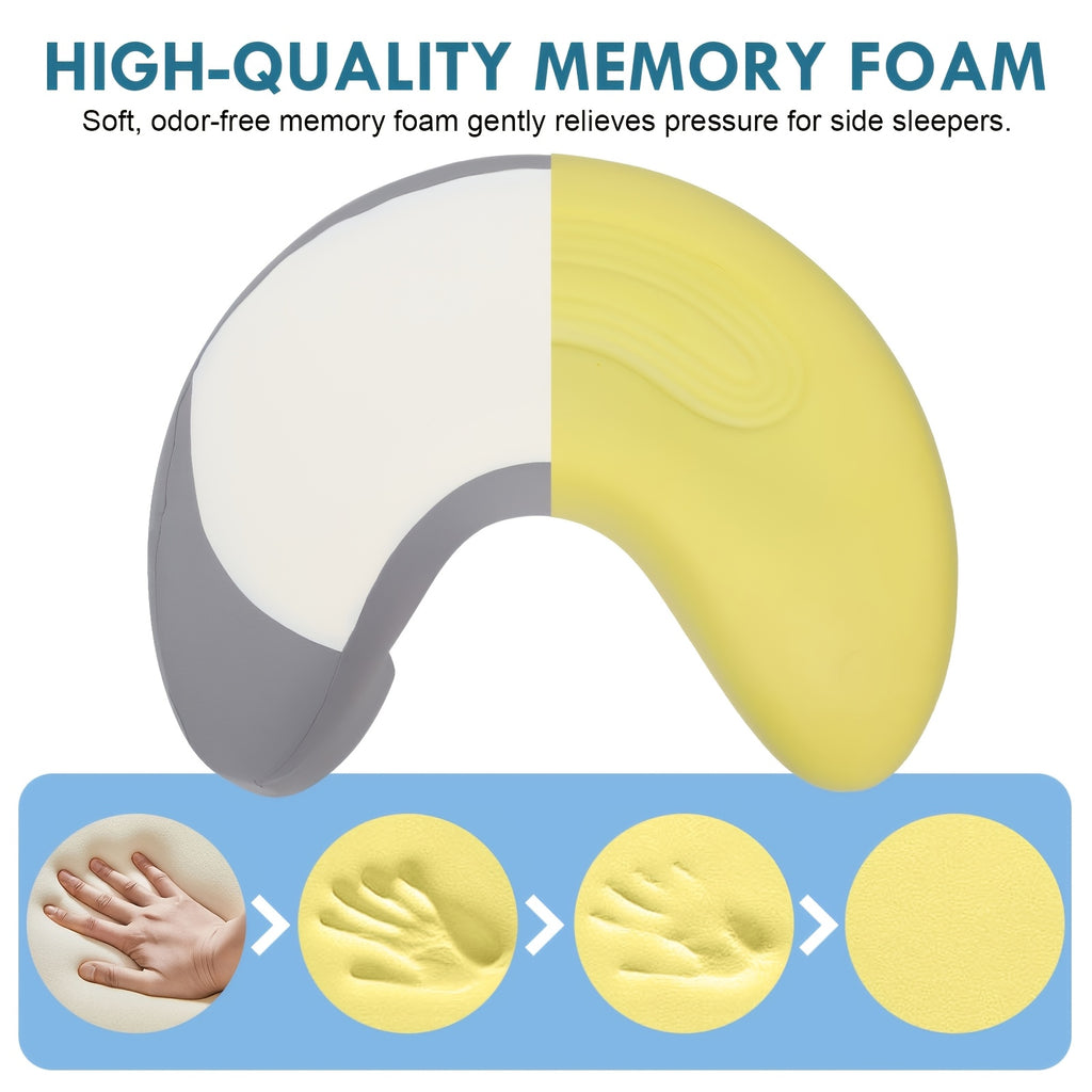 C-Shaped Ergonomic Neck Pillow with Cooling Gel, Multi-Angle Cervical & Spine Support, Relieves Neck And Shoulder Fatigue, for Side Back And Stomach Sleepers, Removable Cool Pillowcase