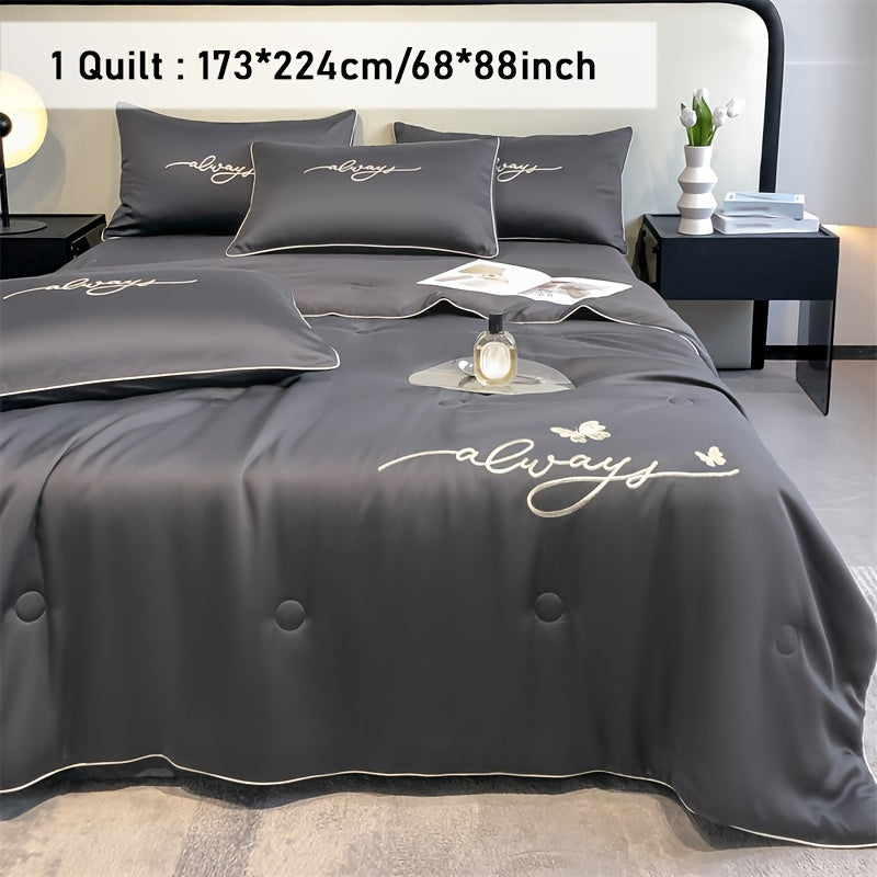 Cooling Quilt Cooling Summer Quilt, 1 Butterfly Embroidered Quilt | Breathable, Cooling Blanket, Suitable For Hot Sleepers, Room Decoration, Large Night Sweat, Local Warehouses
