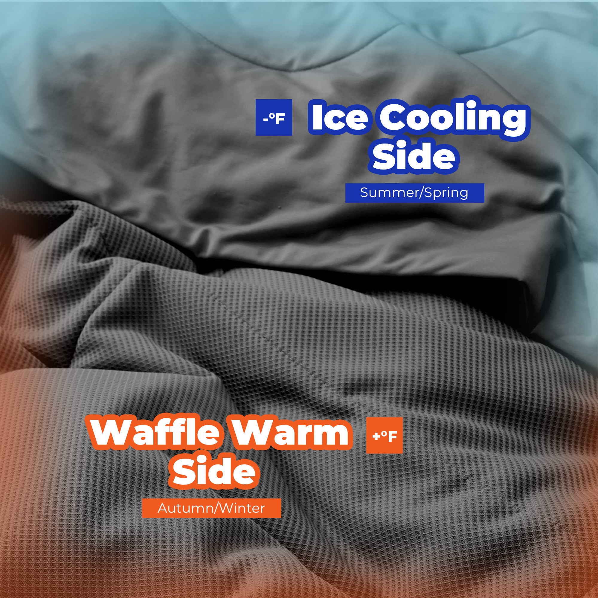 Q-max 0.39 Instant Cooling Oversized Bed Blanket, Summer Cooling Waffle Comforter Reversible, Both Warm and Cooling for All Season Use