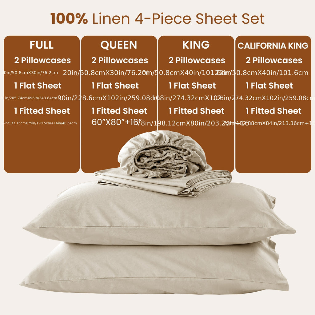 4pcs Bed Set, Breathable and Durable Bed Sheets, 16-Inch Deep Pocket Fitted Sheet, Machine Washable, All Season Use, Perfect Gift for Family or Friends (1 Flat Sheet + 1 Fitted Sheet + 2 Pillowcases)