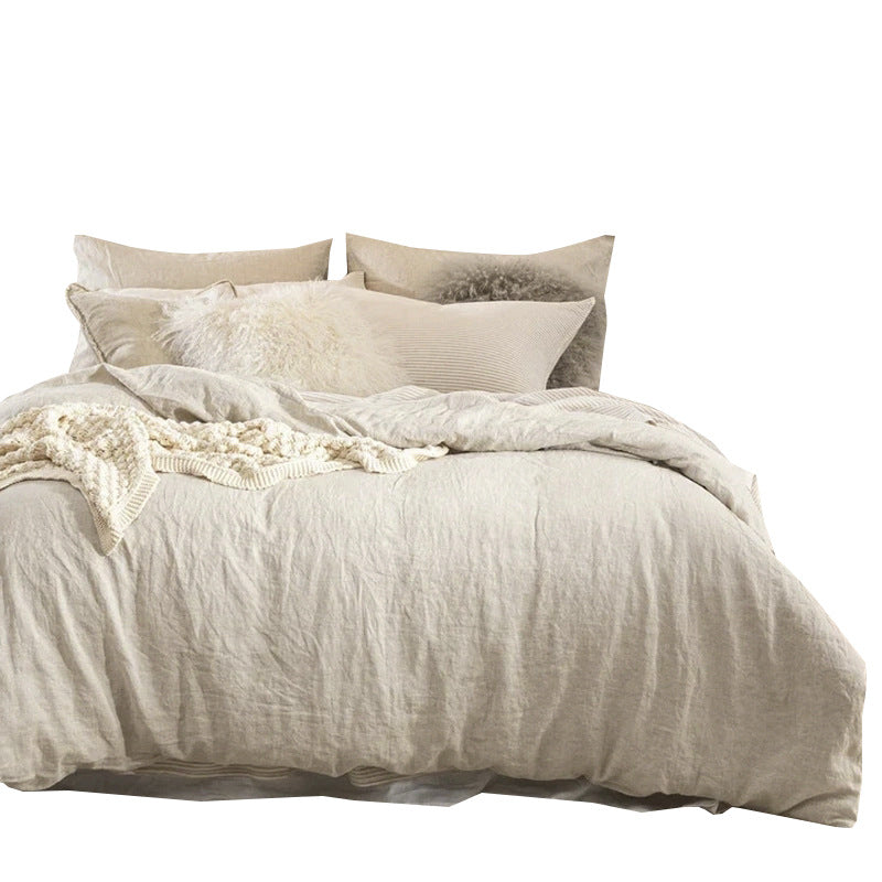 Bed Sheet Set Four Pieces Breathable Bed Skirts Vintage Japanese Beige Set Export
